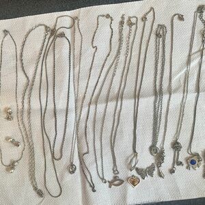 Silver Tone Jewelry Necklaces Earring Set Pendants